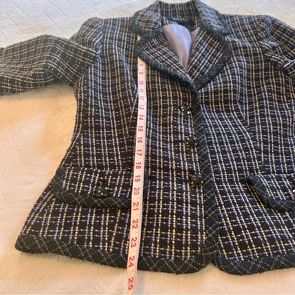 KASPER Tweed Blazer Size 8. Black/Purple/Tan Career Jacket EUC - Picture 9 of 13
